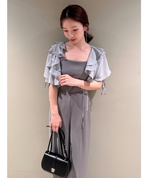 SNIDEL グレーオールインワン SNIDEL オールインワン ラッフルボレロコンビネゾン レディース