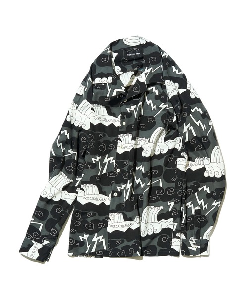COTTON PAN シャツ Chank 雲 長袖レーヨンシャツ メンズ