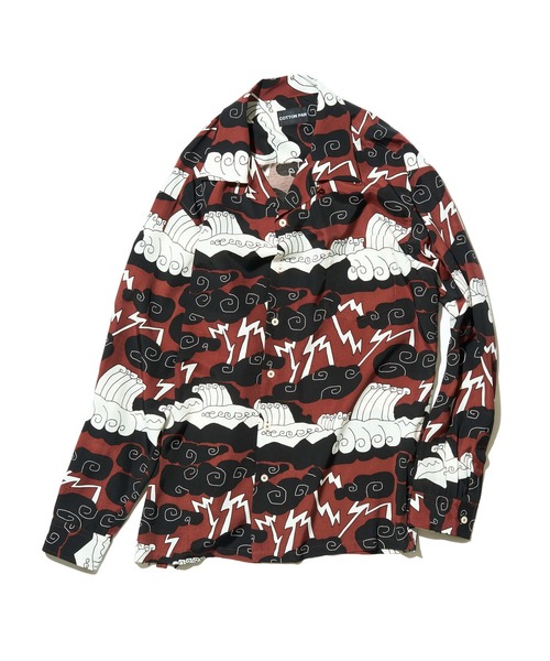 COTTON PAN シャツ Chank 雲 長袖レーヨンシャツ メンズ