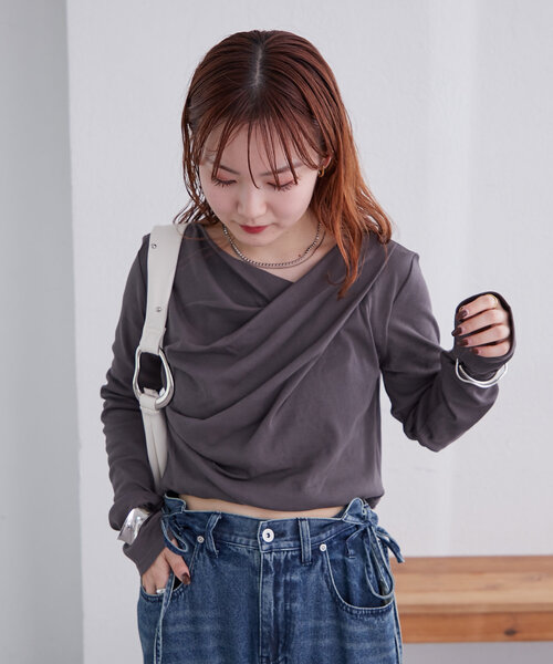 【早い者勝ち】 mystic ミスティック オフショルロングTシャツ ピンク セール】【5日間限定価格！】オフショルロングTシャツ※EC限定