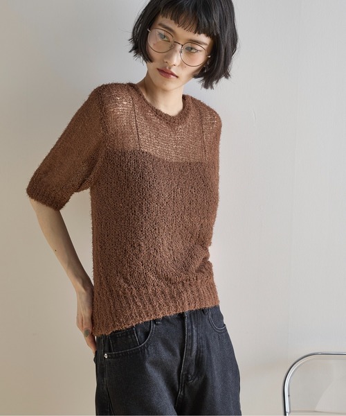 jonnlynx / ジョンリンクス | プルオーバー メッシュ ニット | F | ブラウン | レディース WOMEN jonnlynx/ジョンリンクス mesh tee – _COMES THE SUN