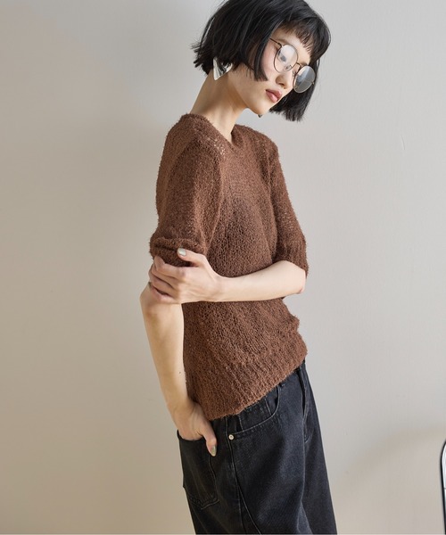 ニット セーター サマーダブルフェイスプルオーバー レディース Ballsey ニット セーター ダブルフェイスノット ワイドプル