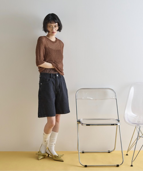 ニット セーター サマーダブルフェイスプルオーバー レディース THE Yon ニット セーター サマーフェザーシアープルオーバー
