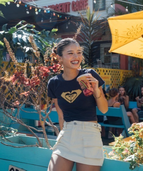tシャツ 「ミニTシャツ」ROXY x NANAHA ちびTシャツ RST252604T レディース ROXY tシャツ 「ミニTシャツ」ROXY x NANAHA ちびTシャツ