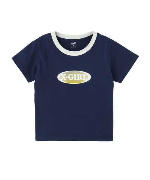 国内配送★X-girl★ベビーTシャツ オーナメントライン ロゴT セール】HEART WING SHINY LOGO S/S CROPPED TEE（Tシャツ