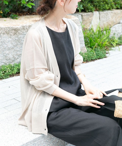 希少 美品 ルイヴィトン 上質 Vネック ニット デザイン カーディガン ITEMS URBANRESEARCH カーディガン シアーVネックニット
