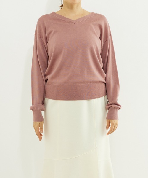 「RIVE DROITE」 Vネックニット FREE ダークグレー レディース_画像7