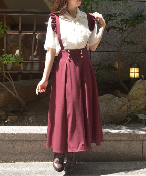 axes femme（アクシーズ ファム） スカート フリルサス付ハイウエスト