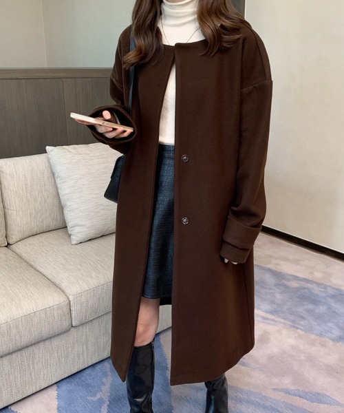 「ABITOKYO」 ノーカラーコート FREE ベージュ レディース_画像8