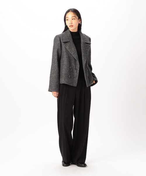 「COMME CA ISM」 ピーコート LARGE ブラック レディース_画像3