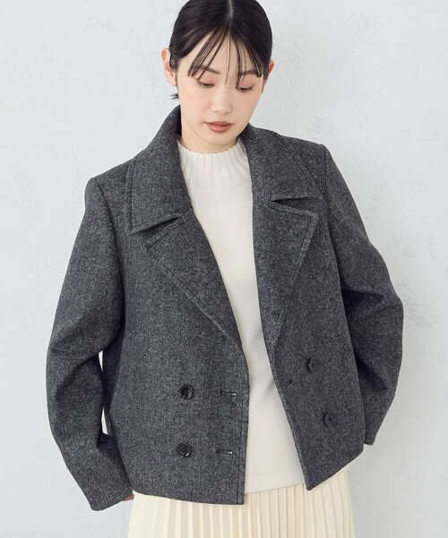 「COMME CA ISM」 ピーコート LARGE ブラック レディース_画像4