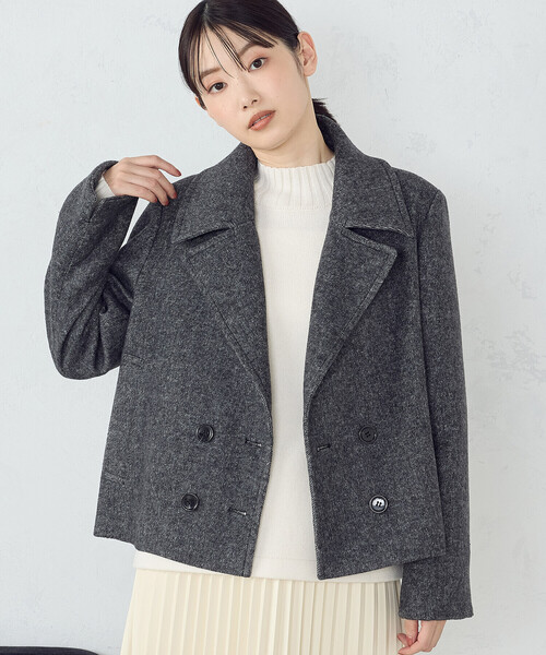 「COMME CA ISM」 ピーコート LARGE ブラック レディース_画像5