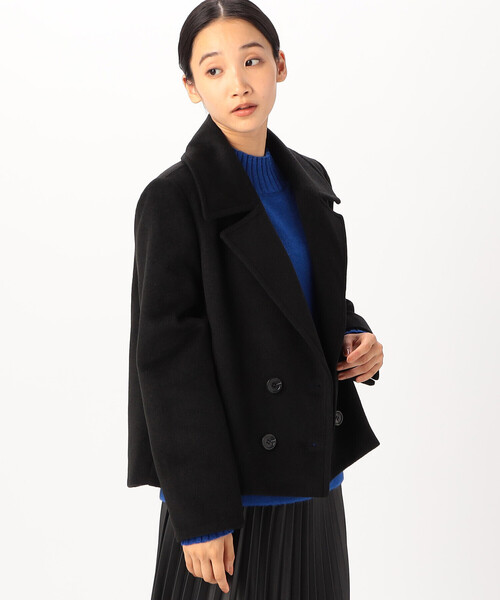 「COMME CA ISM」 ピーコート LARGE ブラック レディース_画像8