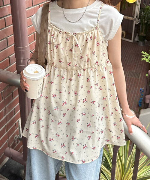 Discoat（ディスコート） チュニック 「umm.」花柄前リボンキャミ