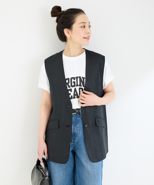 B.C STOCK ベスト ジレ 「追加2」フレンチリネンジレ レディース