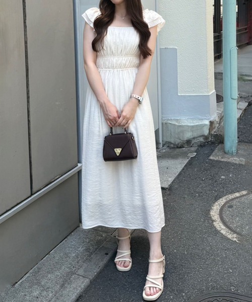 近年デイジーリン　洗える　トリアセ　ギャザーフリルワンピース　ノースリーブ　白M DAISY LIN | Official website and Online Boutique / Dress