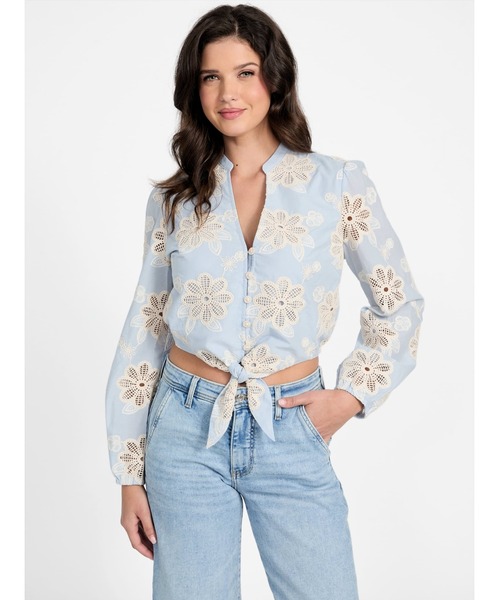 ブラウス シャツ LS Hazel Tie Front Top 長袖シャツ レディース