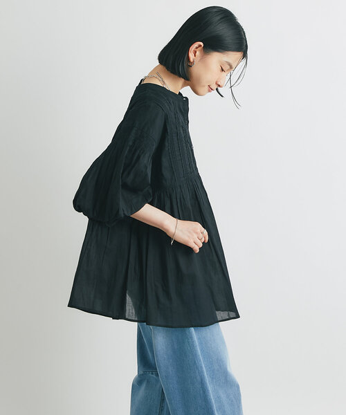 ブラウス シャツ 「2WAY仕様」前後2WAYインド綿ピンタックブラウス レディース un dix cors｜《綿100%・柔らかな肌触り》前後2WAYインド綿