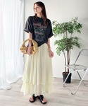 ロング スカート ゆらりシルエットなびく。プリ...の詳細画像3