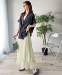 ロング スカート ゆらりシルエットなびく。プリ...の詳細画像5