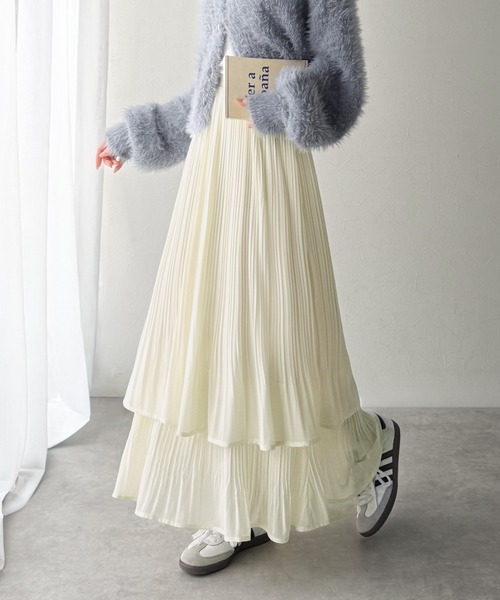 ロング スカート ゆらりシルエットなびく。プリーツシアーティアードスカート | classicalelf | 09