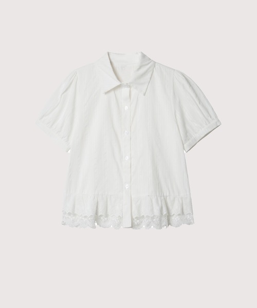 ブラウス シャツ Puff Sleeve Lace Shirt レディース