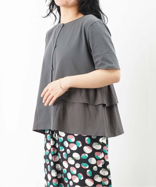 lija リージャM フリル袖 Tシャツ 2WAY肩あきフリルTシャツ(S(140) ラベンダー): ジュニア