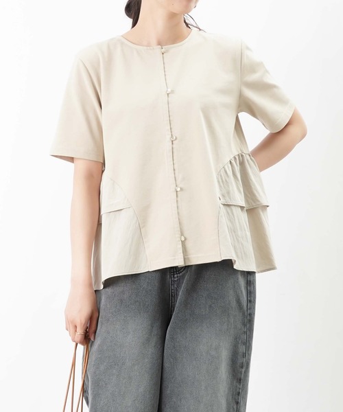 LADY LUCK LUCA tシャツ LC/LLL 脇フリル前開きクルーネックT