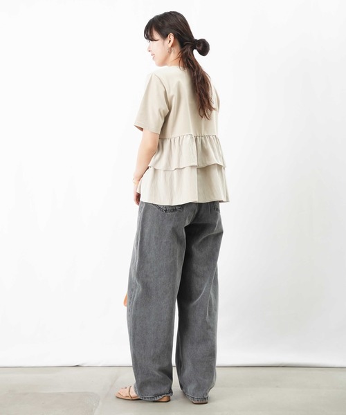 LADY LUCK LUCA tシャツ LC/LLL 脇フリル前開きクルーネックT