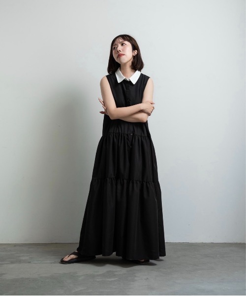 lawgy ワンピース collar tiered op / カラーティアードワンピ  