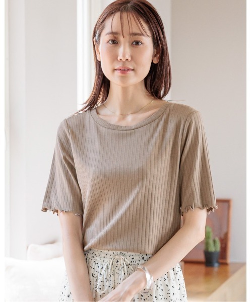 「GLOBAL WORK」 半袖カットソー MEDIUM アイボリー レディース