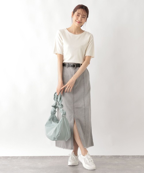 「GLOBAL WORK」 半袖カットソー MEDIUM アイボリー レディース