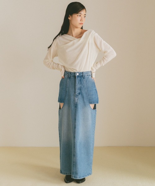 eneu ドレープトップス ミント VANNIE U（ヴァニーユー） tシャツ フィンガードレープフロッキー