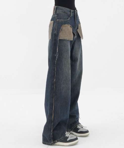 「Vipoa」 加工デニムパンツ LARGE ブルー レディース
