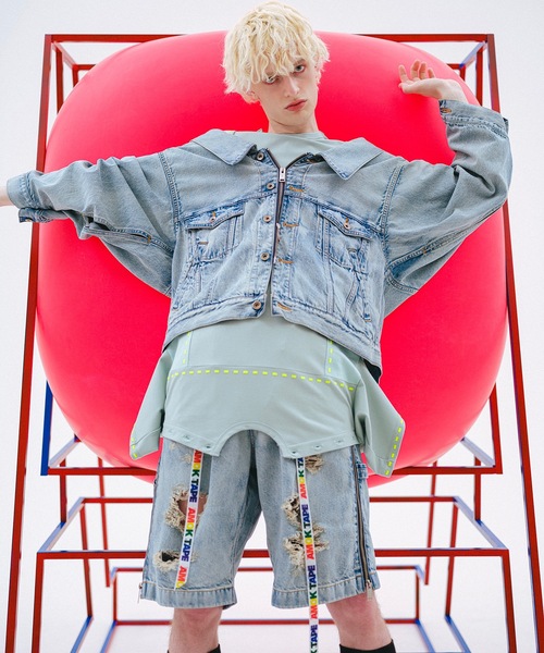 デニムジャケット gジャン TWO-IN-ONE DENIM JACKET メンズ レディースの画像