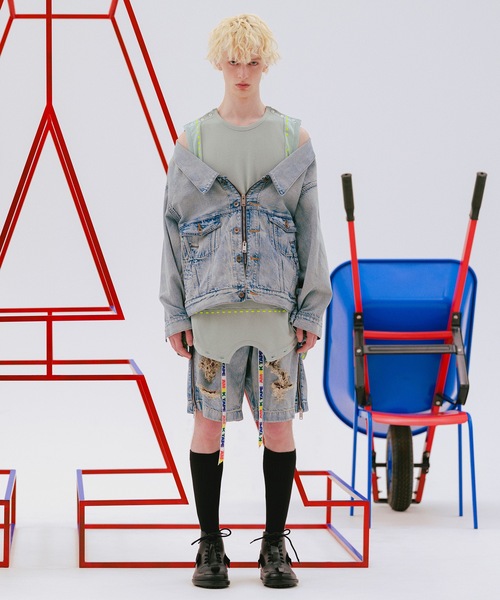 デニムジャケット gジャン TWO-IN-ONE DENIM JACKET メンズ レディースの画像