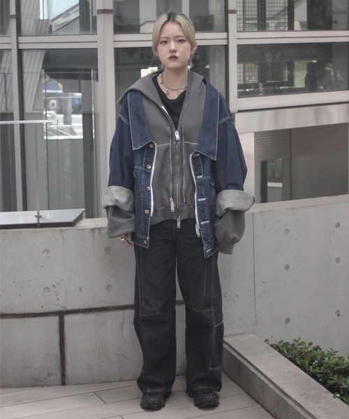 デニムジャケット gジャン TWO-IN-ONE DENIM JACKET メンズ レディースの画像