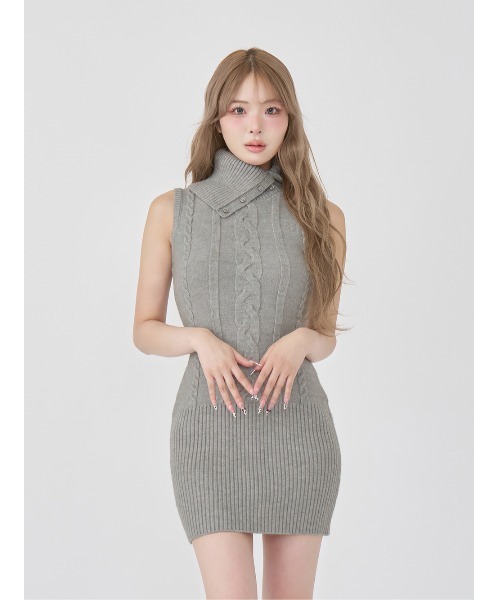Darich（ダーリッチ） ワンピース デザインネックニットミニワンピース