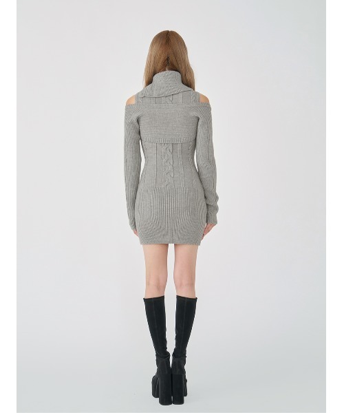 Darich（ダーリッチ） ワンピース デザインネックニットミニワンピース