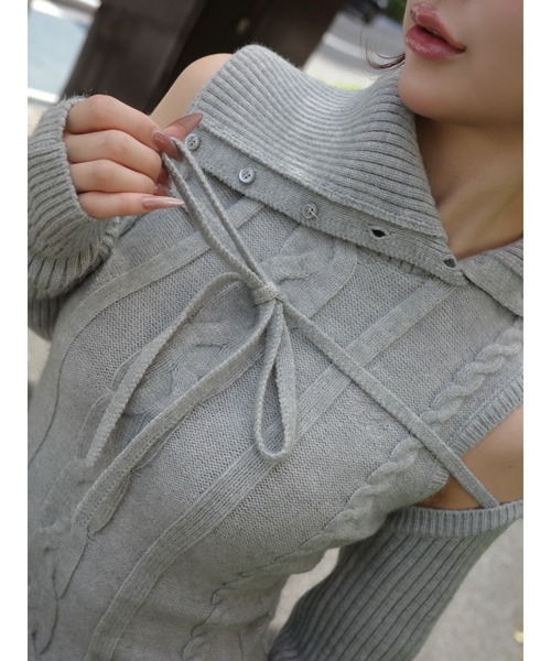 Darich（ダーリッチ） ワンピース デザインネックニットミニワンピース