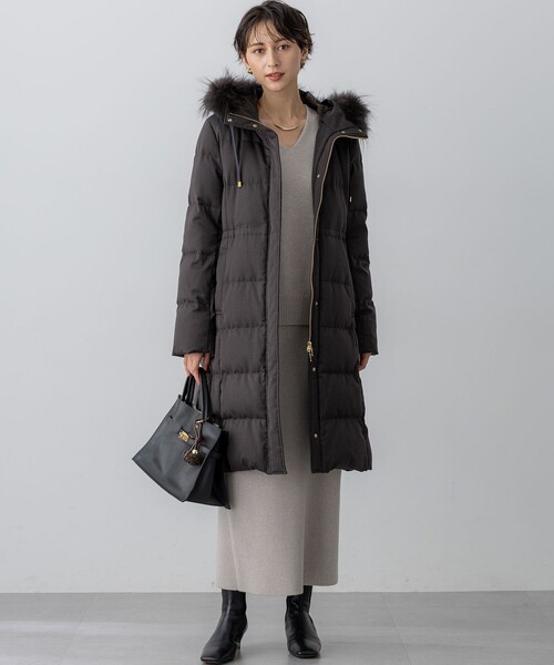 美品 23区 ダウン コート ジャケット ロング ブラック 大きいサイズ 23区（ニジュウサンク） ダウンコート ダウンジャケット 「撥水加工