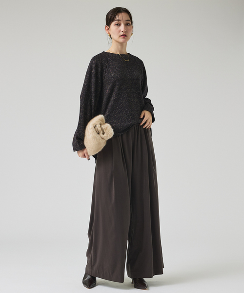 qualite（カリテ） パンツ ピーチサテンフレアーパンツ/秋服/冬服