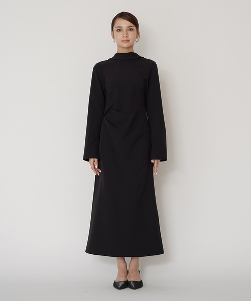 KINO THE KEI ロングドレスワンピース KINO THE KEI ワンピース ロールカラー バックコンシャス ワンピース