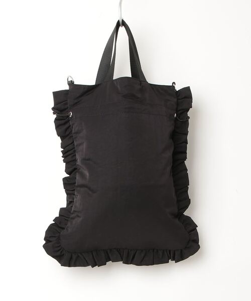 フリル付ブラックバッグ FREAK'S STORE 「FREAK'S STORE」 ハンドバッグ フリ- ブラック