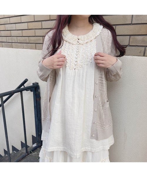 ピンクハウス　キナリフリルチュニックワンピ PINK HOUSE（ピンクハウス） 半袖ワンピース フリー キナリ レディース