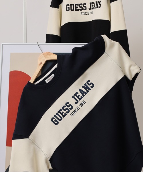 トレーナー スウェット GUESS JEANS GJ CN OS HORIZONT STRIPE SWEAT