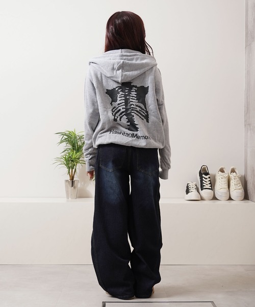 パーカー 「MEMORY」ボーンハート ジップパーカー / Bone Heart Zip Hoodie メンズ レディース | #MEMORY | 19