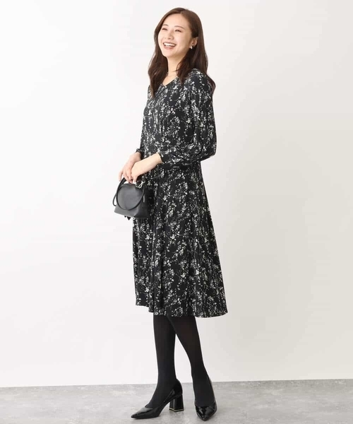 「OFUON」 長袖ワンピース 40 ブラック レディース_画像2