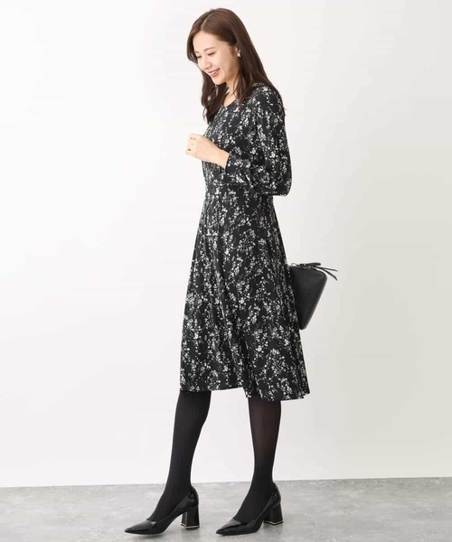 「OFUON」 長袖ワンピース 40 ブラック レディース_画像3