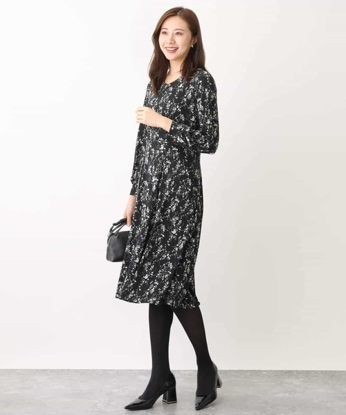 「OFUON」 長袖ワンピース 40 ブラック レディース_画像4